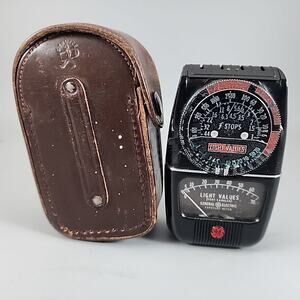 Vintage General Electric GE Exposure Light Meter Type DW-48 w/Leather Case